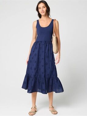 J.Crew Eyelet mixed-media midi dress size PXL NWT